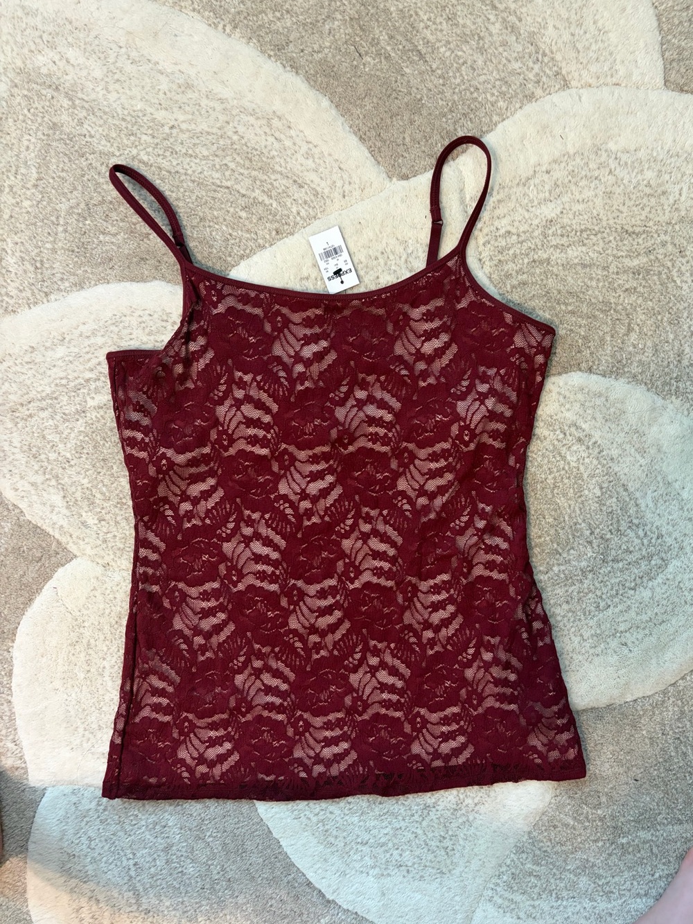 Express Burgundy Lace Cami with Adjustable Straps